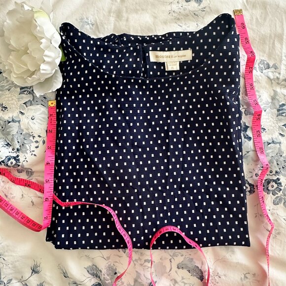 XL Monteau Navy Blue Short Sleeve Blouse - Picture 1 of 4